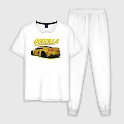 Пижама хлопковая мужская Nissan GODZILLA, цвет: белый