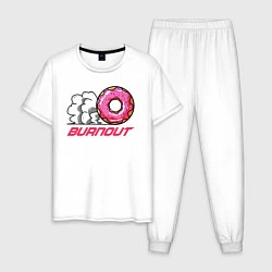 Пижама хлопковая мужская BURNOUT, цвет: белый