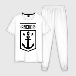 Пижама хлопковая мужская Anchor Shield, цвет: белый
