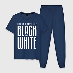 Пижама хлопковая мужская Juventus: Black & White, цвет: тёмно-синий