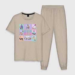 Пижама хлопковая мужская BTS Boys, цвет: миндальный