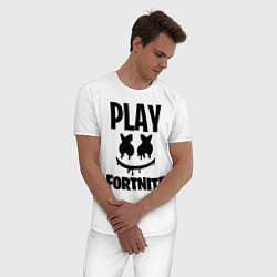 Пижама хлопковая мужская Marshmello: Play Fortnite, цвет: белый — фото 2