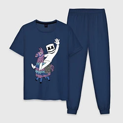 Пижама хлопковая мужская Marshmello x Llama, цвет: тёмно-синий