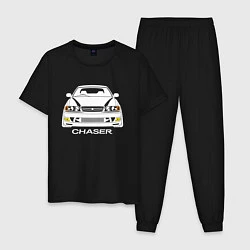 Пижама хлопковая мужская Toyota Chaser JZX100, цвет: черный