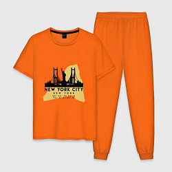 Пижама хлопковая мужская Нью-Йорк - США, цвет: оранжевый