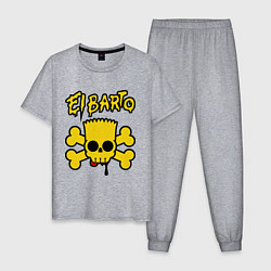Пижама хлопковая мужская El Barto, цвет: меланж