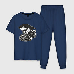 Пижама хлопковая мужская Акула на Тойоте, цвет: тёмно-синий