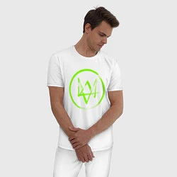 Пижама хлопковая мужская Watch Dogs: Green Logo, цвет: белый — фото 2