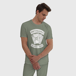 Пижама хлопковая мужская Metallica Since 1981, цвет: авокадо — фото 2