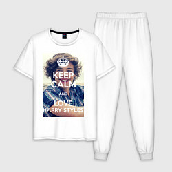 Пижама хлопковая мужская Keep Calm & Love Harry Styles, цвет: белый