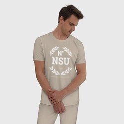 Пижама хлопковая мужская NSU, цвет: миндальный — фото 2
