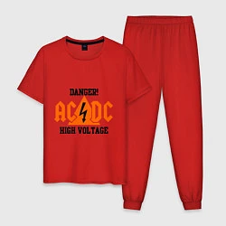 Пижама хлопковая мужская AC/DC: High Voltage, цвет: красный