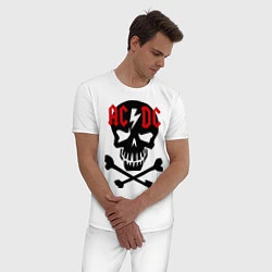 Пижама хлопковая мужская AC/DC Skull, цвет: белый — фото 2