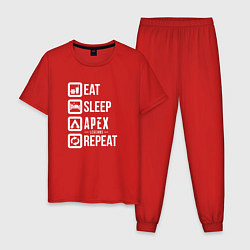 Пижама хлопковая мужская Eat, Sleep, Apex, Repeat, цвет: красный