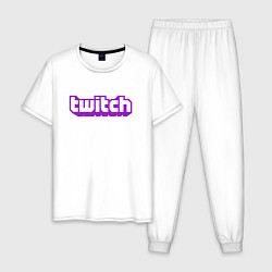 Пижама хлопковая мужская Twitch Logo, цвет: белый