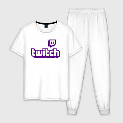 Пижама хлопковая мужская Twitch, цвет: белый