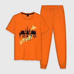 Пижама хлопковая мужская Токио - Япония, цвет: оранжевый