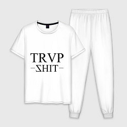 Пижама хлопковая мужская Trap Shit цвета белый — фото 1