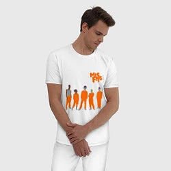 Пижама хлопковая мужская Misfits Orange, цвет: белый — фото 2