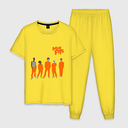 Пижама хлопковая мужская Misfits Orange цвета желтый — фото 1