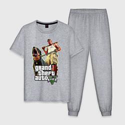 Пижама хлопковая мужская GTA 5: Man & Dog, цвет: меланж