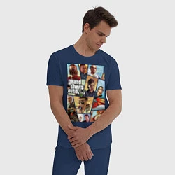 Пижама хлопковая мужская GTA 5: Stories, цвет: тёмно-синий — фото 2