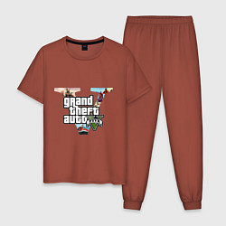 Пижама хлопковая мужская GTA V: City, цвет: кирпичный