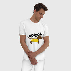 Пижама хлопковая мужская Hot Dog, цвет: белый — фото 2
