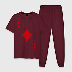 Пижама хлопковая мужская Бубновый туз, цвет: меланж-бордовый