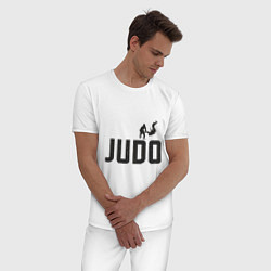 Пижама хлопковая мужская Дзюдо, цвет: белый — фото 2