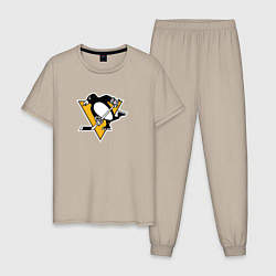 Пижама хлопковая мужская Pittsburgh Penguins: Evgeni Malkin, цвет: миндальный