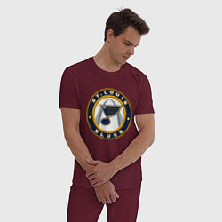 Пижама хлопковая мужская St Louis Blues, цвет: меланж-бордовый — фото 2
