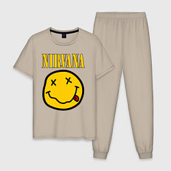 Пижама хлопковая мужская NIRVANA, цвет: миндальный