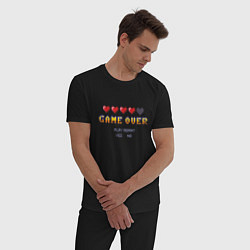 Пижама хлопковая мужская Game over pixels, цвет: черный — фото 2