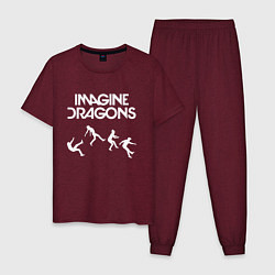 Пижама хлопковая мужская IMAGINE DRAGONS, цвет: меланж-бордовый