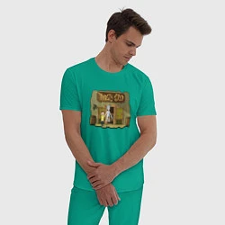 Пижама хлопковая мужская Thirsty Step, цвет: зеленый — фото 2