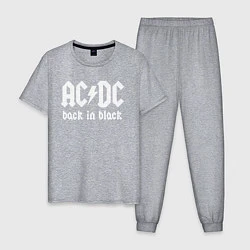 Пижама хлопковая мужская ACDC BACK IN BLACK, цвет: меланж