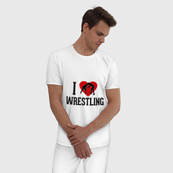 Пижама хлопковая мужская I love wrestling, цвет: белый — фото 2