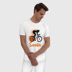 Пижама хлопковая мужская Cycling scratch race, цвет: белый — фото 2