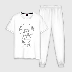 Пижама хлопковая мужская LEON раскраска, цвет: белый