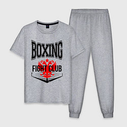 Пижама хлопковая мужская Boxing fight club Russia, цвет: меланж