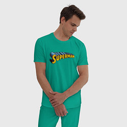 Пижама хлопковая мужская Superman цвета зеленый — фото 2