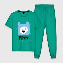 Пижама хлопковая мужская Время приключений Finn, цвет: зеленый