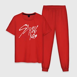 Пижама хлопковая мужская Stray Kids, цвет: красный