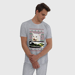 Пижама хлопковая мужская Woman Yelling at a Cat, цвет: меланж — фото 2