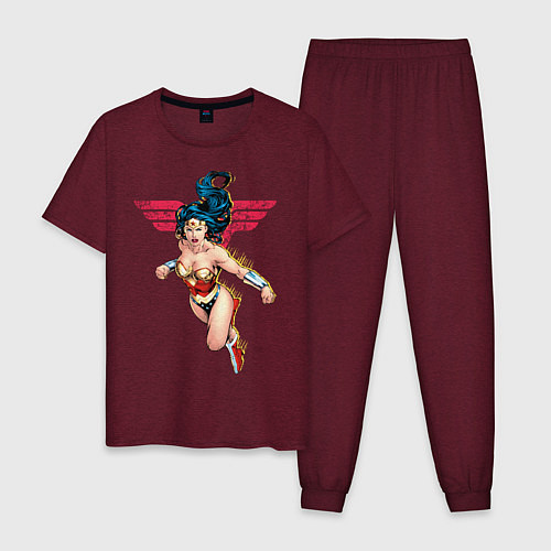 Мужская пижама Wonder Woman / Меланж-бордовый – фото 1