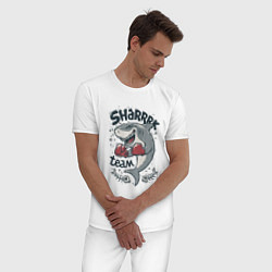 Пижама хлопковая мужская Shark Team, цвет: белый — фото 2