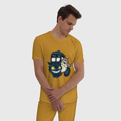 Пижама хлопковая мужская Tardis Totoro, цвет: горчичный — фото 2