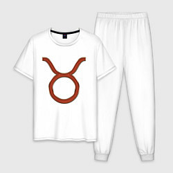 Пижама хлопковая мужская Телец Taurus, цвет: белый