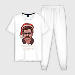 Пижама хлопковая мужская Ron Swanson, цвет: белый
